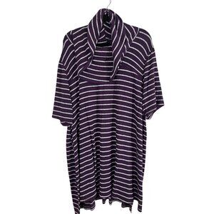 LIVI Sweater Women 22 Purple Striped Cowl Retro Western Classic Office 80s